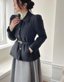 Lumi Belt Collar Puff Short Padded Jacket