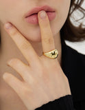 Champagne Full Moon Silver Wide Ring