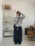 Tomiki banding string dot fleece wide pants