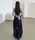 Raw Balloon Fit Volume Long Wide Denim Pants