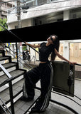 Silver Track Wave-Edge Wide Pants