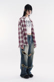 Moss bleach ombre check shirt