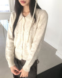 [Warm Wool] Coam Punching Big Collar Knit Cardigan