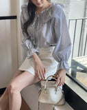 Aper Stripe Frill Blouse