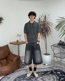 Pad Pigment Collar Knit Short Sleeve