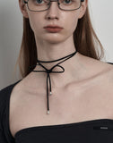 [mnem] draped suede wrap choker