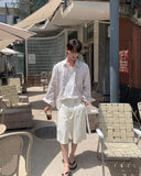 Lukio Layered Belted Bermuda Slacks