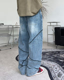 Neble Unbalanced Line Denim Pants