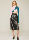 Crack Leather Maxi Skirt