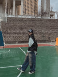Poten Big Pocket Oil Washing Cargo Denim Pants
