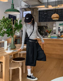 Poly Stripe Bermuda Slacks (+Belt Set)