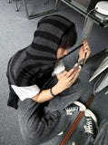 Stripe Mix Hooded Vest Knit