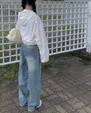 Show Light Blue Denim Wash Wide Pants