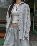 Chocolate Seersucker Boyfit Check Shirt