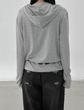 Button loose fit hooded long sleeve