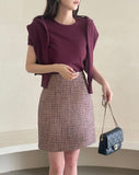 Jenshua Pearl Tweed H-Line Mini Skirt