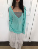 Humma Deep V-Neck Long Sleeve T-Shirt