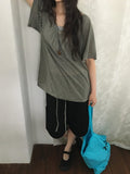 Soha U-neck Stripe Strap Short Sleeve Tee