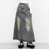 Zance vintage denim long skirt
