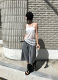 [BELT SET] STRIPE BERMUDA SLACKS