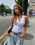 Casey Collar Halter Neck Crop Top