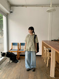 Kuhaka carpender washed light blue wide denim pants