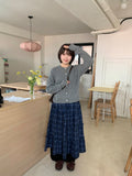 Roheni Banding Check Frill Tiered Long Skirt