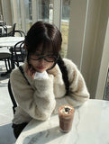 Pure High Neck Collar Button Knit Cardigan