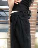 Glen Side Snap Wide Cotton Pants