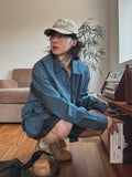 Pilen side shirring check shirt