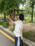 Seputte Shirring Frill Short Sleeve Blouse