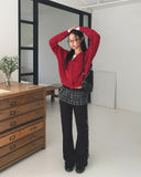 [MADE] Coro Velvet Flower Flower Layered Bootcut Knit Pants