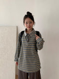 [unisex] Mickens Waffle Stripe Collar Tee