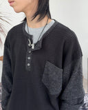 Lucene Two-Tone Fingerhole Henley Neck Knit