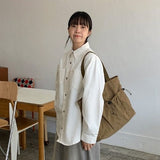 Pure cotton pocket collar shirt jacket