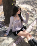 Bay Ruffle Check Cardigan Set