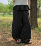 [BAONHAUS] Yuzuna Nylon String Short Frill Layered Banding Skirt Pants