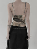 Ethnic Mesh Print Sheer Sleeveless