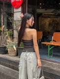 Moni mother of pearl button halter sleeveless