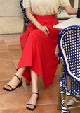 Posh Pin Tuck Flare Banding Long Skirt