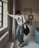 Tin washed strap cargo denim
