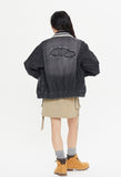 SHINING LOGO WASHED DENIM JACKET