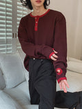 Kinji Waffle Henley Neck Warmer Long Sleeve T-shirt