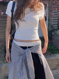 [MADE] Fron Button Slim One-Shoulder Short Sleeve T-Shirt