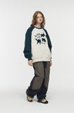 Cat Boucle Embroidered Raglan Sweatshirt