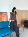 Kuten Vintage Frill Off-Shoulder Sleeveless Blouse
