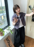 Demro Flower Check Short Sleeve Hood Shirt