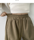 Thick Brushed Chestnut Folding Corduroy Wide Two-Way Banding Pants