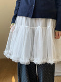 Lornin Tiered Tulle Banding Midi Skirt