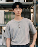 Round Henley Neck Short Sleeve T-shirts
